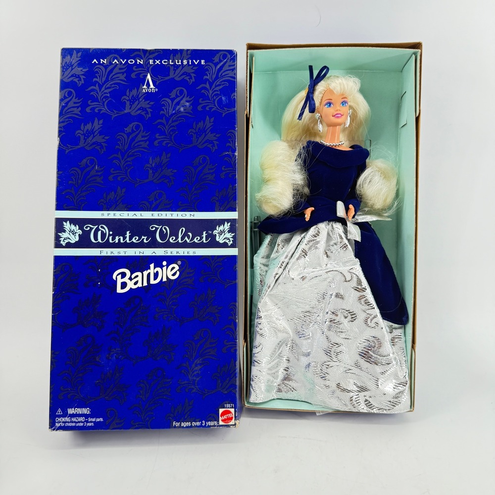 Winter Velvet Barbie Doll Blonde Avon Special Edition Mattel 1995 New In Box